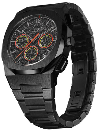 Angle shot of D1 Milano Chronograph CHBJ06 Black Stainless Steel Unisex Watch on white background
