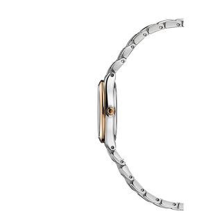 Angle shot of Citizen EW2486-87A White Dial Rose Gold Stainless Steel Womens Watch on white background