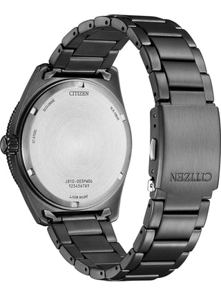 Angle shot of Citizen AW1765-88X Black Stainless Steel Unisex Watch on white background