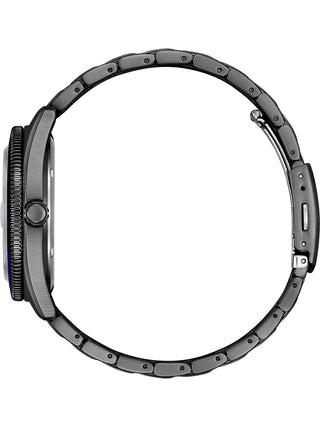 Angle shot of Citizen AW1765-88X Black Stainless Steel Unisex Watch on white background