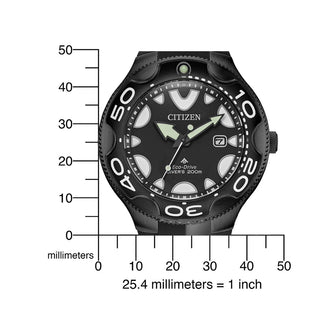 Angle shot of Citizen BN0235-01E Black Silicone Unisex Watch on white background
