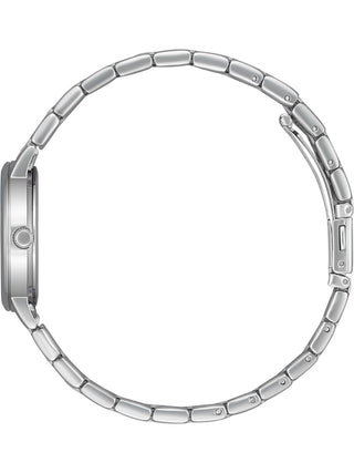 Angle shot of Citizen EU6090-54L Blue Dial Silver Stainless Steel Womens Watch on white background
