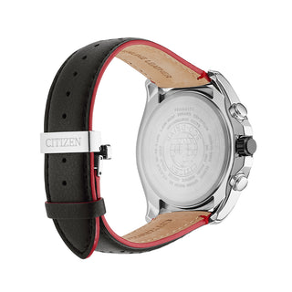 Angle shot of Citizen AT9036-08E Black Leather Unisex Watch on white background
