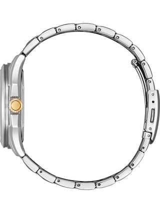 Angle shot of Citizen AW1756-89A Silver Dial Rose Gold Stainless Steel Unisex Watch on white background