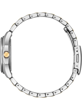Angle shot of Citizen FE2116-85A Silver Dial Rose Gold Stainless Steel Womens Watch on white background
