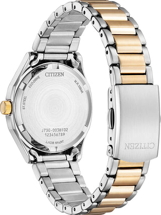 Angle shot of Citizen FE2116-85A Silver Dial Rose Gold Stainless Steel Womens Watch on white background
