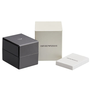 Emporio Armani watch box on white background