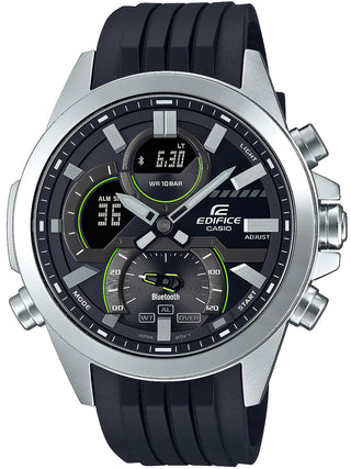 Front view of Casio Edifice ECB-30P-1AEF Black Resin Mens Watch on white background