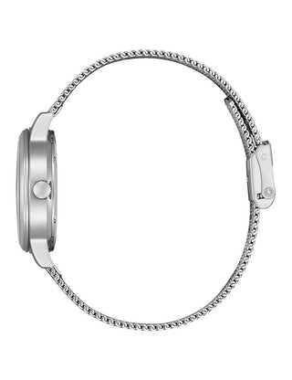 Angle shot of Citizen EW2621-75A White Dial Silver Stainless Steel Womens Watch on white background