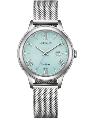 Front view of Citizen EW2621-75M Silver Stainless Steel Womens Watch on white background
