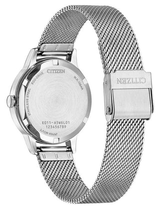 Angle shot of Citizen EW2621-75M Silver Stainless Steel Womens Watch on white background