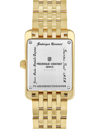 Angle shot of Frederique Constant FC-235S2C5B White Dial Gold Stainless Steel Womens Watch on white background