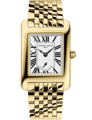 Front view of Frederique Constant FC-235S2C5B White Dial Gold Stainless Steel Womens Watch on white background
