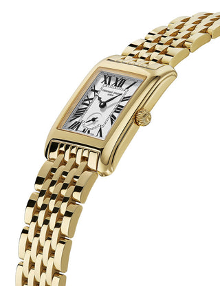 Angle shot of Frederique Constant FC-235S2C5B White Dial Gold Stainless Steel Womens Watch on white background
