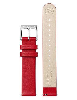 Angle shot of Mondaine MSE.30210.LCV.SET White Dial Black Leather Womens Watch on white background