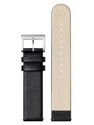 Angle shot of Mondaine Chronograph MSD.41411.LBV White Dial Black Leather Unisex Watch on white background