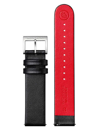 Angle shot of Mondaine A660.30360.16SBBV White Dial Black Leather Unisex Watch on white background