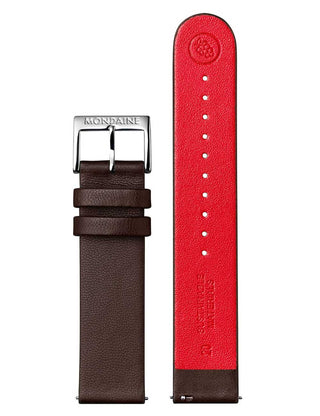 Angle shot of Mondaine A660.30360.11SBGV White Dial Brown Leather Unisex Watch on white background