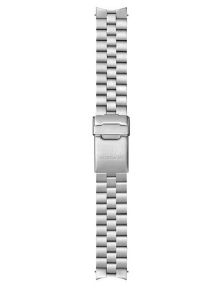 Angle shot of Mondaine MST.4161B.SJ White Dial Silver Stainless Steel Unisex Watch on white background