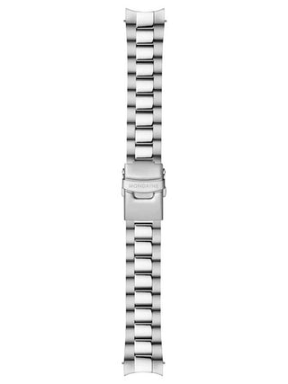 Angle shot of Mondaine A660.30360.81SBJ Grey Dial Silver Stainless Steel Unisex Watch on white background