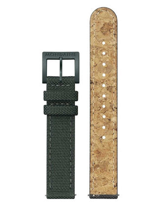 Angle shot of Mondaine MS1.32160.LF Green Textile Womens Watch on white background