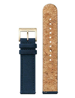 Angle shot of Mondaine A660.30360.40SBQ Blue Textile Unisex Watch on white background