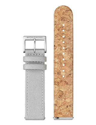 Angle shot of Mondaine A660.30360.80SBH Grey Stainless Steel Unisex Watch on white background