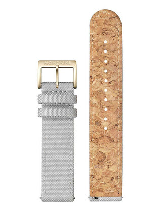 Angle shot of Mondaine A660.30360.80SBU Grey Textile Unisex Watch on white background
