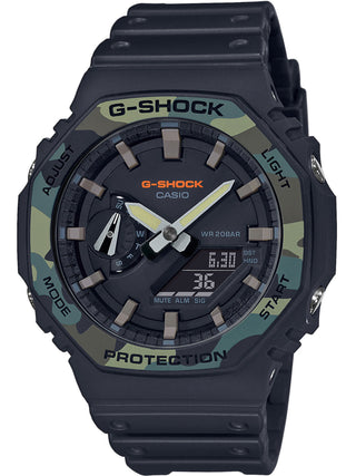 Front view of Casio G-Shock GA-2100SU-1AER Black Resin Mens Watch on white background