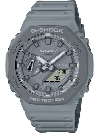 Front view of Casio G-Shock GA-2110ET-8AER Grey Resin Mens Watch on white background