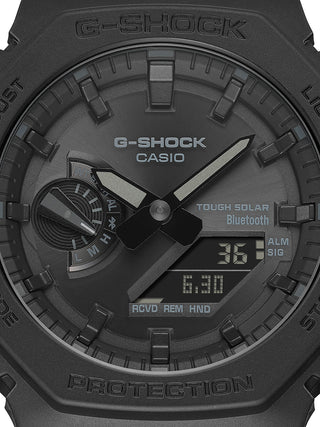 Angle shot of Casio G-Shock GA-B2100-1A1ER Black Resin Mens Watch on white background