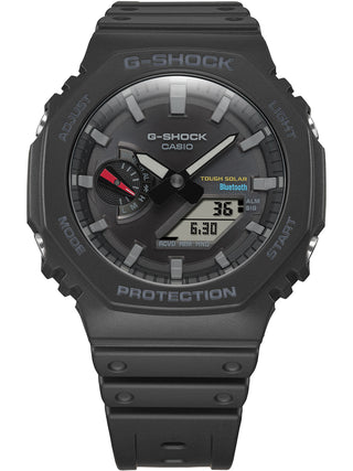 Angle shot of Casio G-Shock GA-B2100-1AER Black Resin Mens Watch on white background