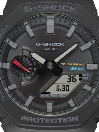 Angle shot of Casio G-Shock GA-B2100-1AER Black Resin Mens Watch on white background