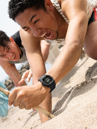 Angle shot of Casio G-Shock GBD-200-1ER Black Resin Mens Watch on white background