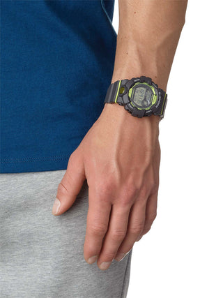 Angle shot of Casio G-Shock GBD-800-8ER Green Dial Grey Resin Mens Watch on white background