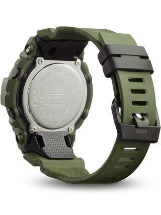 Angle shot of Casio G-Shock GBD-800UC-3ER Black Dial Green Resin Mens Watch on white background