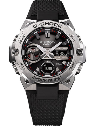 Angle shot of Casio G-Shock GST-B400-1AER Black Resin Mens Watch on white background
