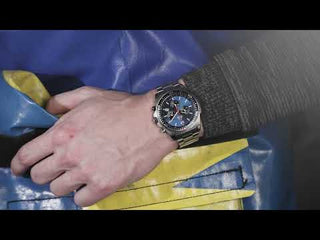 Angle shot of Swiss Military By Chrono Chronograph SM34093.03 Black Leather Unisex Watch on white background