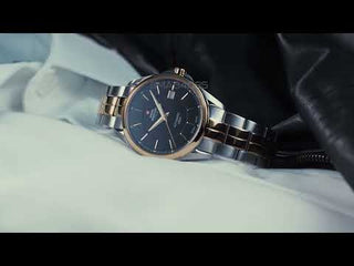 Angle shot of Swiss Military By Chrono SMA34085.35 Blue Dial Brown Leather Unisex Watch on white background