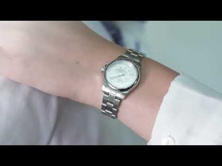 Angle shot of Swiss Military By Chrono SM30200.05 Silver Dial Gold Stainless Steel Unisex Watch on white background