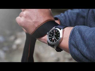Angle shot of Swiss Military By Chrono SMA34077.03 Blue Dial Brown Leather Unisex Watch on white background
