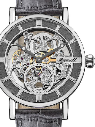 Front view of Ingersoll 1892 I00402B Grey Leather Unisex Watch on white background