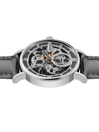 Angle shot of Ingersoll 1892 I00402B Grey Leather Unisex Watch on white background