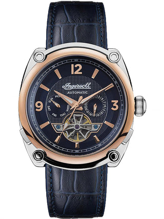 Angle shot of Ingersoll 1892 I01101B Blue Leather Unisex Watch on white background