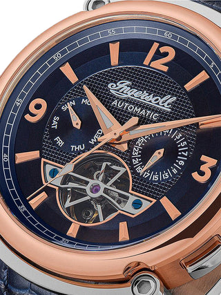 Angle shot of Ingersoll 1892 I01101B Blue Leather Unisex Watch on white background