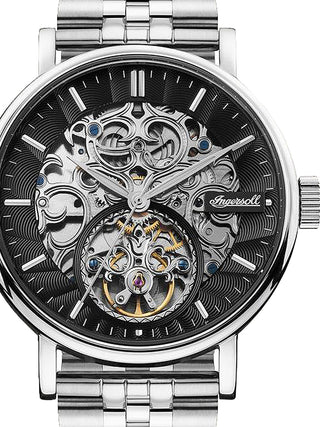 Front view of Ingersoll 1892 I05804B Black Dial Silver Stainless Steel Unisex Watch on white background