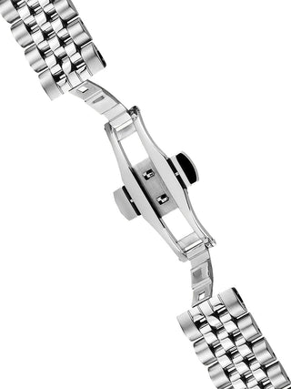 Angle shot of Ingersoll 1892 I05804B Black Dial Silver Stainless Steel Unisex Watch on white background