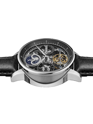 Angle shot of Ingersoll 1892 I07701 Black Leather Unisex Watch on white background