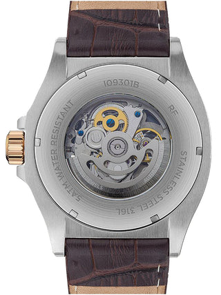 Angle shot of Ingersoll 1892 I09301B Silver Dial Brown Leather Unisex Watch on white background