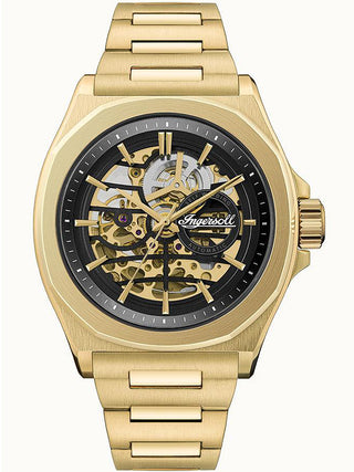 Angle shot of Ingersoll 1892 I09305 Gold Stainless Steel Unisex Watch on white background